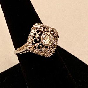 Brilliant Sterling Silver & CZ MEDA ring, Size 8